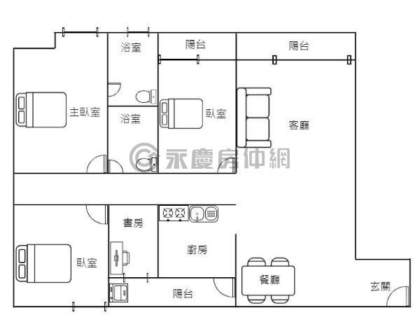 (M)主附31.4坪3+1房電梯直達平面大車位